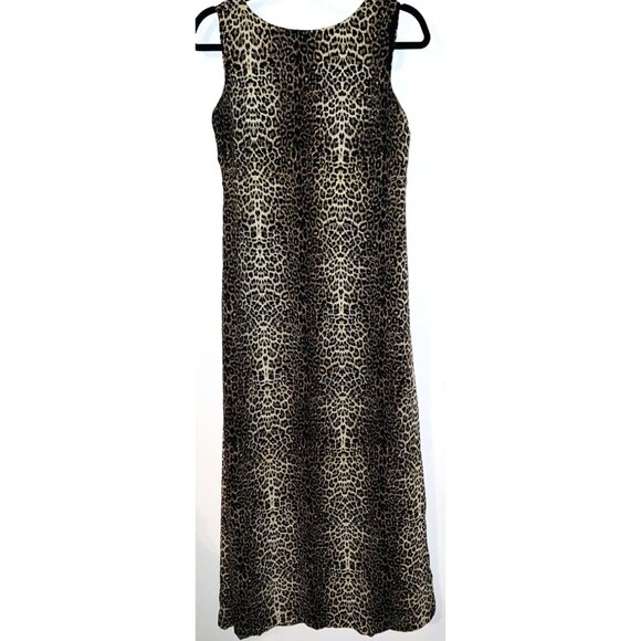 Virgo Womens Leopard Print Cheetah Maxi Long Dress Lined Sleeveless Zip Size 10 - Picture 1 of 3